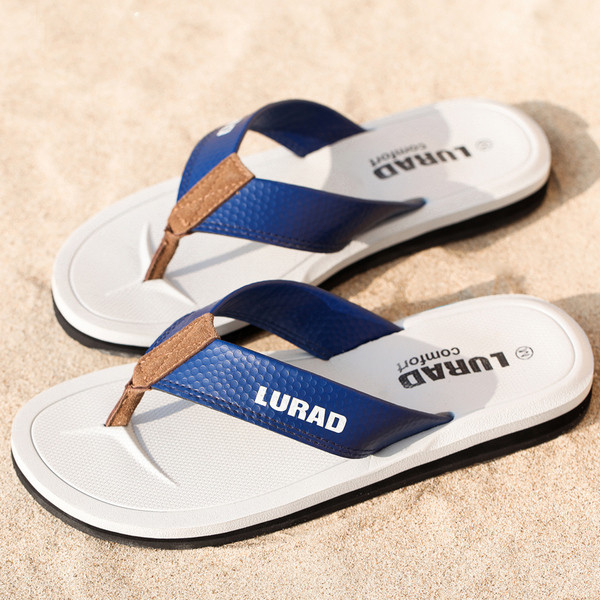 Papuci barbati intre degete cu talpa de cauciuc in doua culori