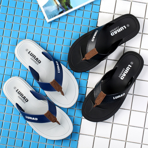 Papuci barbati intre degete cu talpa de cauciuc in doua culori