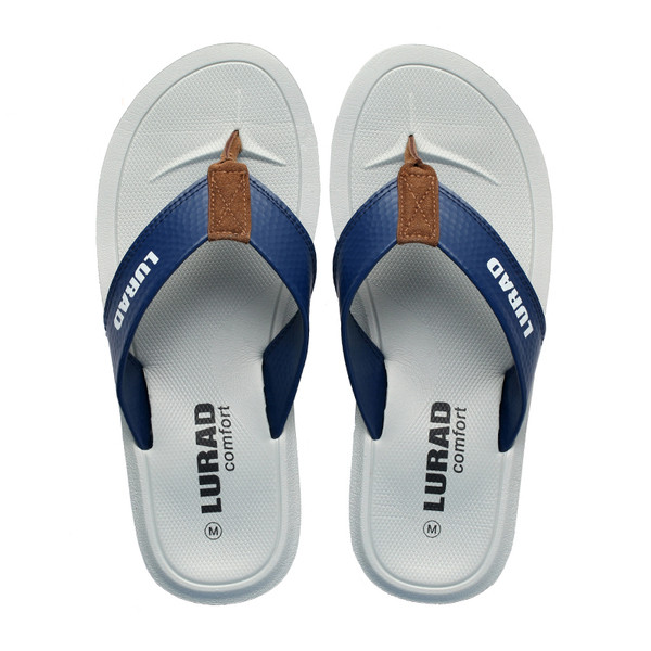 Papuci barbati intre degete cu talpa de cauciuc in doua culori