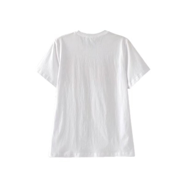 Tricou dama model larg de culoare alb cu inscriptie colorata