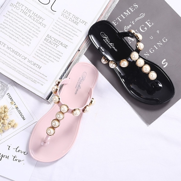 Papuci casual de dama in roz si negru cu decor