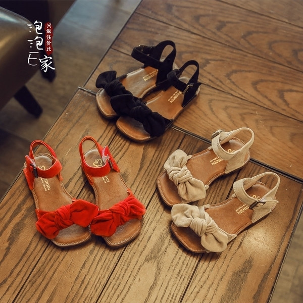 Sandale de piele intoarsa pentru copii pentru fete cu panglica in trei culori