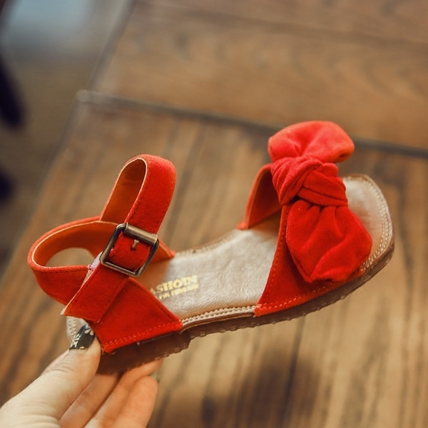 Sandale de piele intoarsa pentru copii pentru fete cu panglica in trei culori