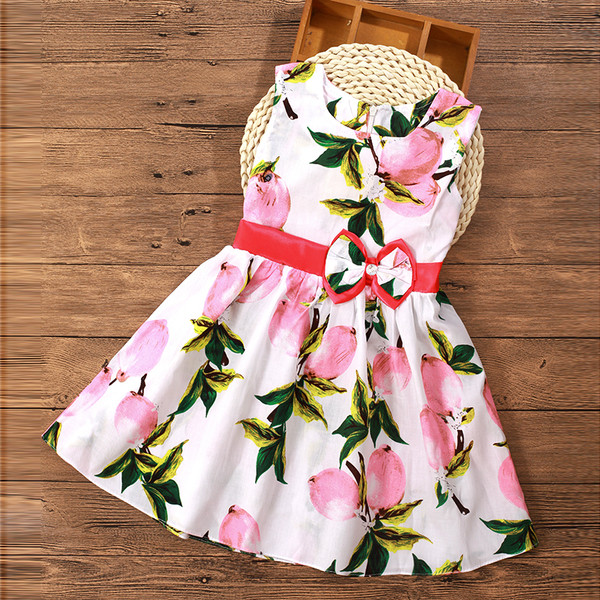 Rochie de vara pentru copii cu panglica in diferite modele florale