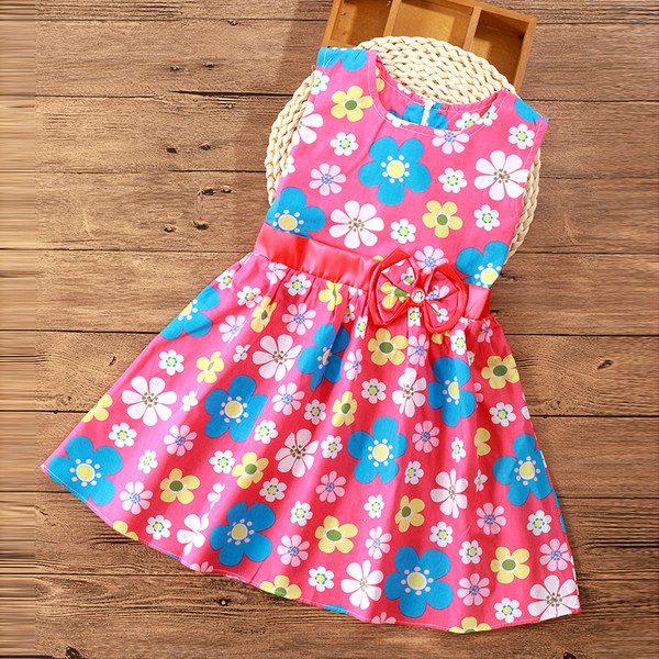 Rochie de vara pentru copii cu panglica in diferite modele florale