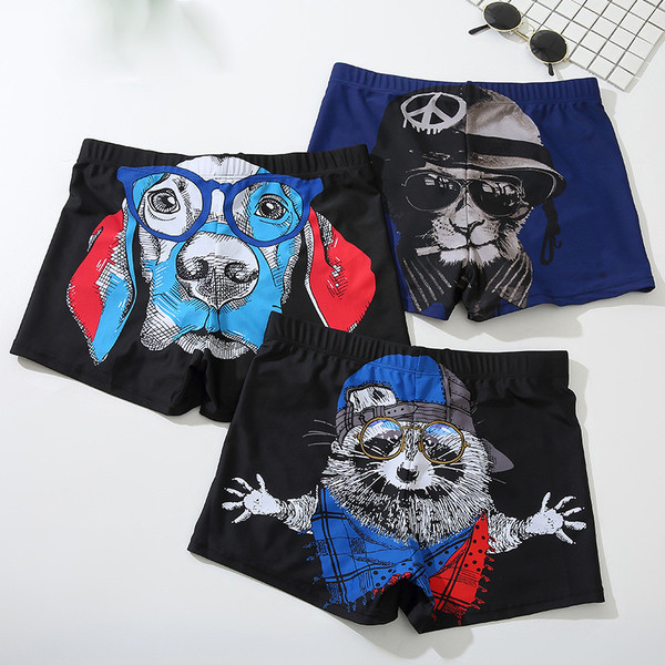 Costum de baie pentru bărbați în trei culori cu aplicație