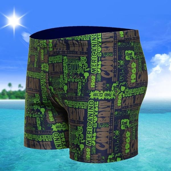 Costum de baie elegant pentru bărbați în două culori cu imprimeu