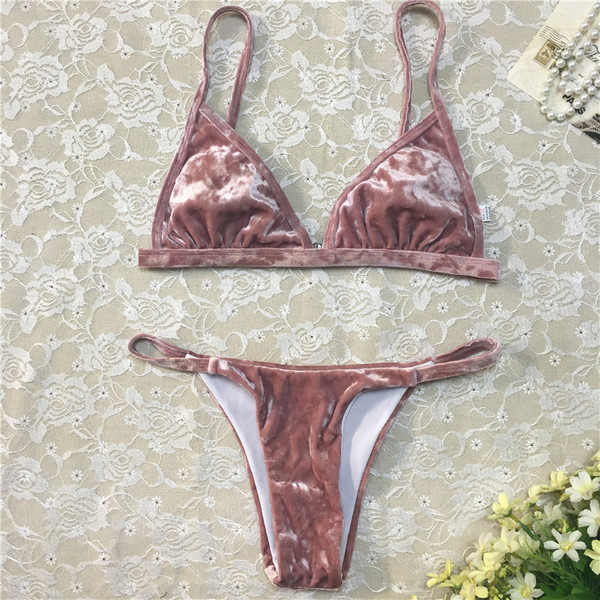 Costum de baie de damă elegant, din catifea, în mai multe culori