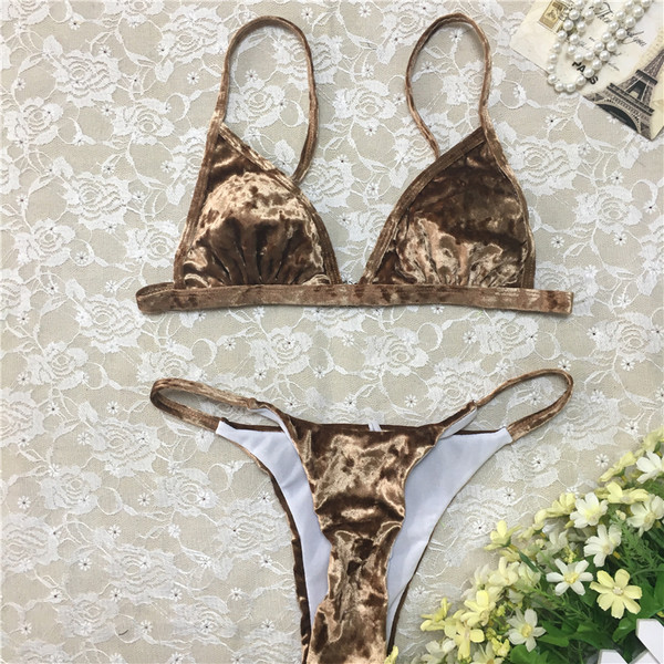 Costum de baie de damă elegant, din catifea, în mai multe culori