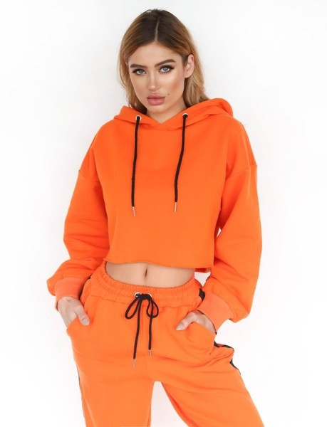 Set sport dama model larg - Tricou cu gluga si pantaloni lungi cu talie inalta