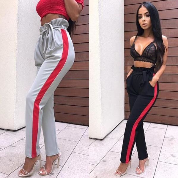 Trening de dama cu talie inalta in doua culori cu margini colorate