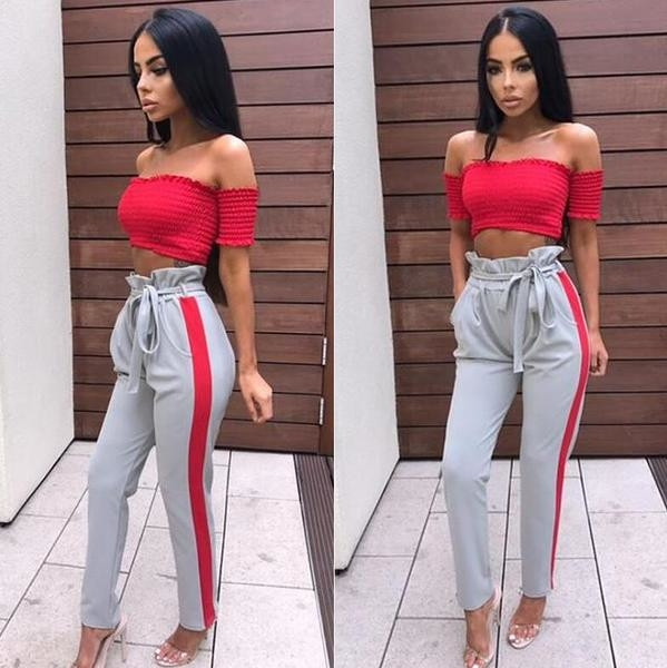 Trening de dama cu talie inalta in doua culori cu margini colorate