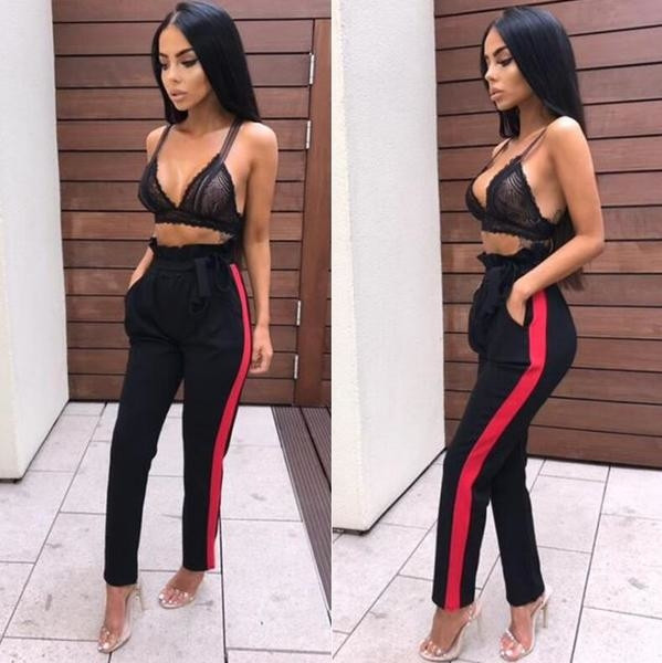 Trening de dama cu talie inalta in doua culori cu margini colorate