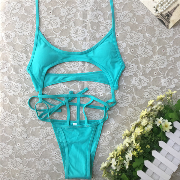 Costum de baie elegant pentru femei, în diferite culori, cu cravate