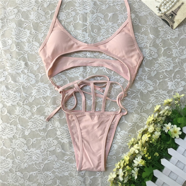 Costum de baie elegant pentru femei, în diferite culori, cu cravate