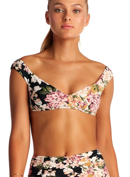 Costum de baie elegant de damă în două părți într-un model floral