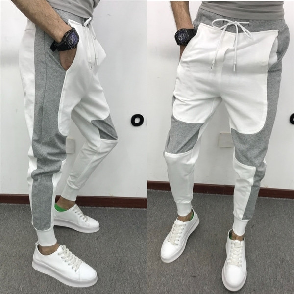 Мъжки двуцветен ежедневен анцуг с еластична талия 