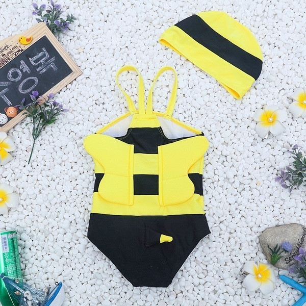 Цял детски бански за момичета с шапка