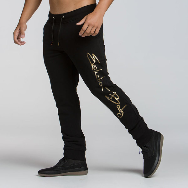 Costum casual pentru bărbați în negru cu inscripție