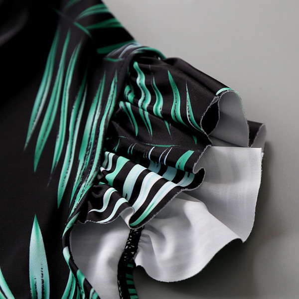 Стилен детски сет - бански във флорален мотив от две части и риза