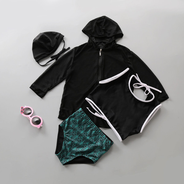 Set pentru copii elegant - costum de baie din doua piese cu hanorac