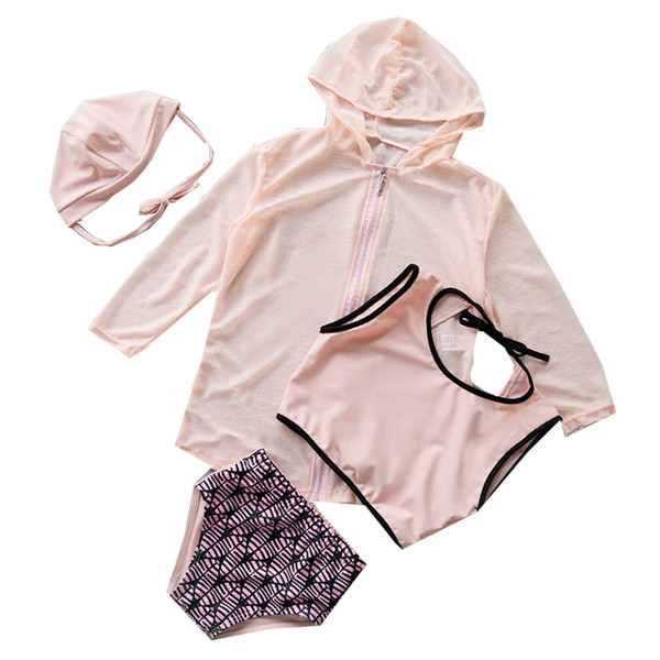 Set pentru copii elegant - costum de baie din doua piese cu hanorac