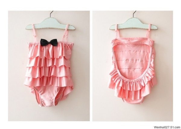 Costum de baie pentru copii elegant cu spatele gol pentru fete in doua culori