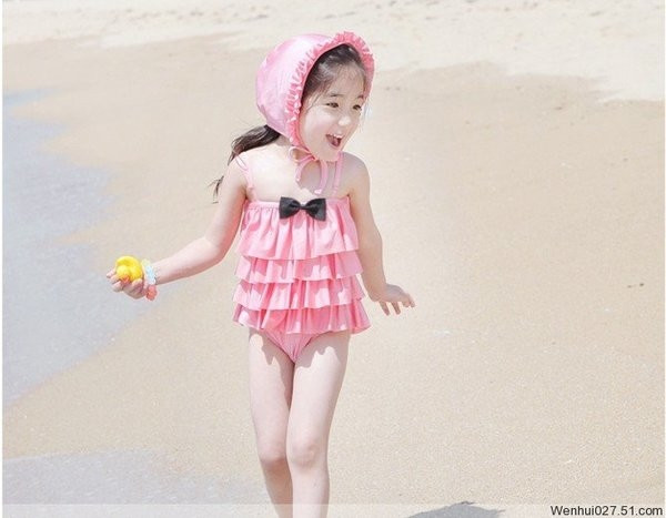 Costum de baie pentru copii elegant cu spatele gol pentru fete in doua culori