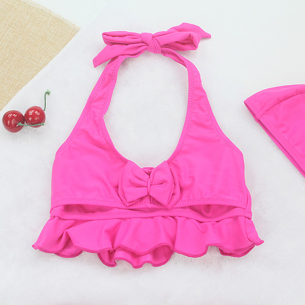 Costum de baie pentru fete pentru copii din două părți cu pălărie în două culori