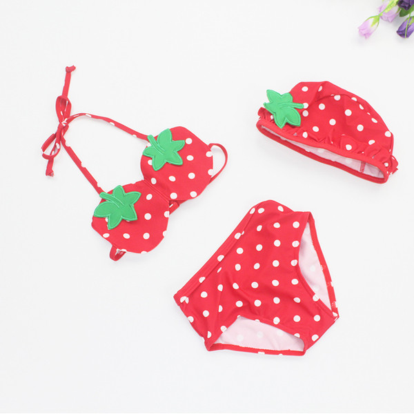 Costum de baie drăguț pentru fete pentru copii cu puncte cu pălărie