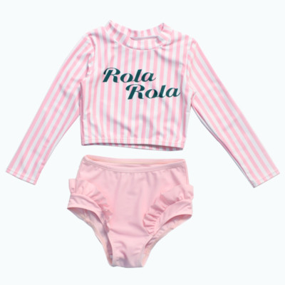 Κομψό παιδικό μαγιό για κορίτσια σε δύο μέρη - μπικίνι και κοντή μπλούζα