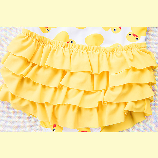 Costum de baie casual pentru copii pentru fete cu imprimeu si palarie