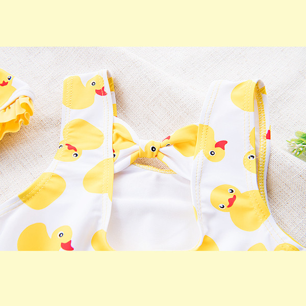 Costum de baie casual pentru copii pentru fete cu imprimeu si palarie