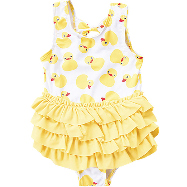 Costum de baie casual pentru copii pentru fete cu imprimeu si palarie