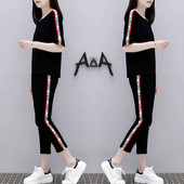 Αθλητική γυναικία φόρμα με δαντελωτή μπλούζα και παντελόνι 9/10 σε διάφορα χρώματα