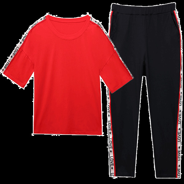 Αθλητική γυναικία φόρμα με δαντελωτή μπλούζα και παντελόνι 9/10 σε διάφορα χρώματα