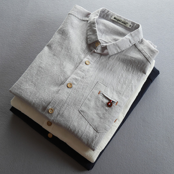 Cămașă de vară pentru bărbați cu mâneci tip role în trei culori