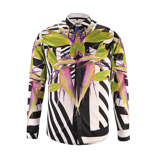 Μοντέρνο ανδικό πουκάμισο σε διάφορα χρώματα - εκτυπώσεις, floral μοτίβα και επιγραφή