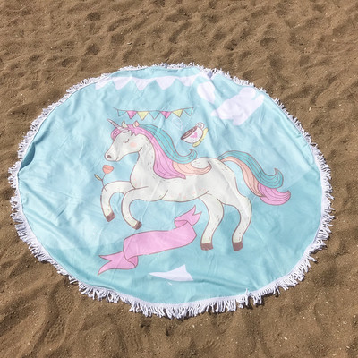 Round beach towel with fringe in several models