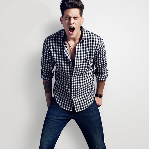 Cămașă casual bărbați în carouri în mai multe culori