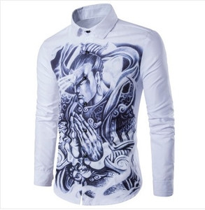 Μοντέρνο ανδρικό πουκάμισο  σε δύο σχέδια με εκτύπωση μανικιών και 3D εκτύπωση