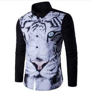 Μοντέρνο ανδρικό πουκάμισο  σε δύο σχέδια με εκτύπωση μανικιών και 3D εκτύπωση