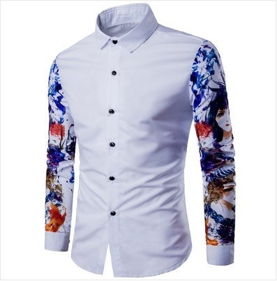 Μοντέρνο ανδρικό πουκάμισο  σε δύο σχέδια με εκτύπωση μανικιών και 3D εκτύπωση