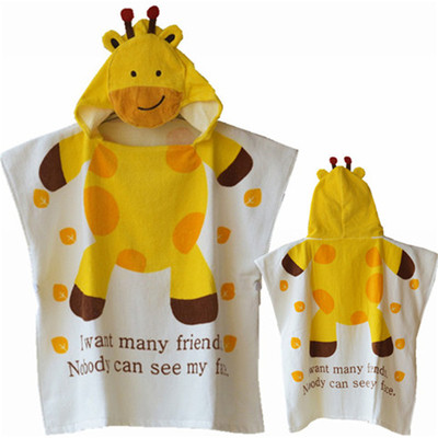 Children`s beach towels with a hood in two sizes different colors