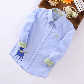 Детска риза за момчета в няколко цвята с декоративен джоб и бродерия