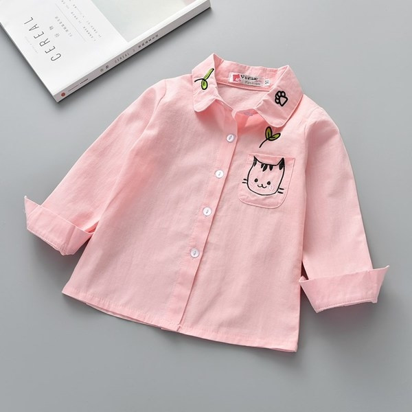 Cămașă pentru fete pentru copii cu broderie în culoare deschisă