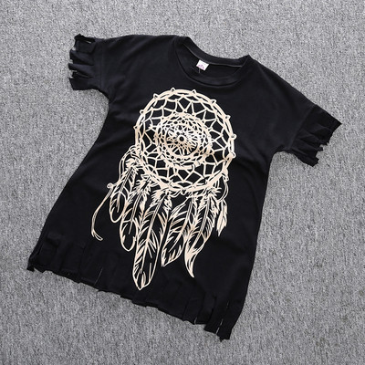 Παιδικό φόρεμα τις μόδας με εθνοτικές μοτίβο και περιθώρια