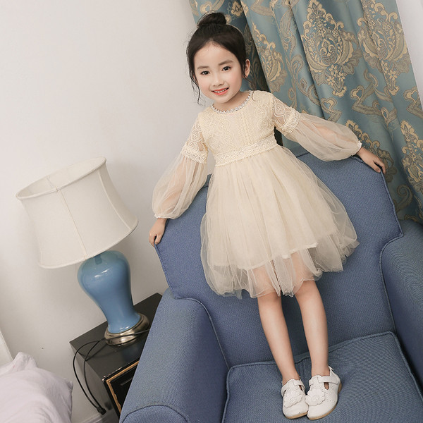 Елегантна детска рокля разкроена с дълъг ръкав - два цвята