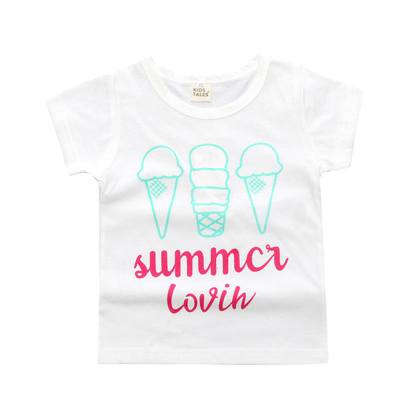Παιδικό t-shirt για κορίτσια σε λευκό με εκτύπωση και επιγραφή