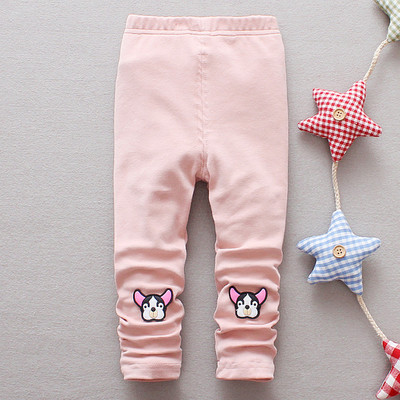 Jambiere pentru copii pentru fete cu aplicare in alb, roz si negru